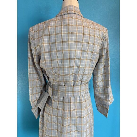 Adelyn Rae Sydney Blue Plaid Button Front Coat Shirt Dress Lined Extra Button S - Picture 8 of 12